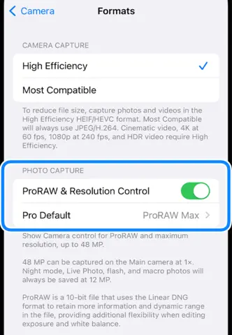 Shoot Photos in Raw Mode